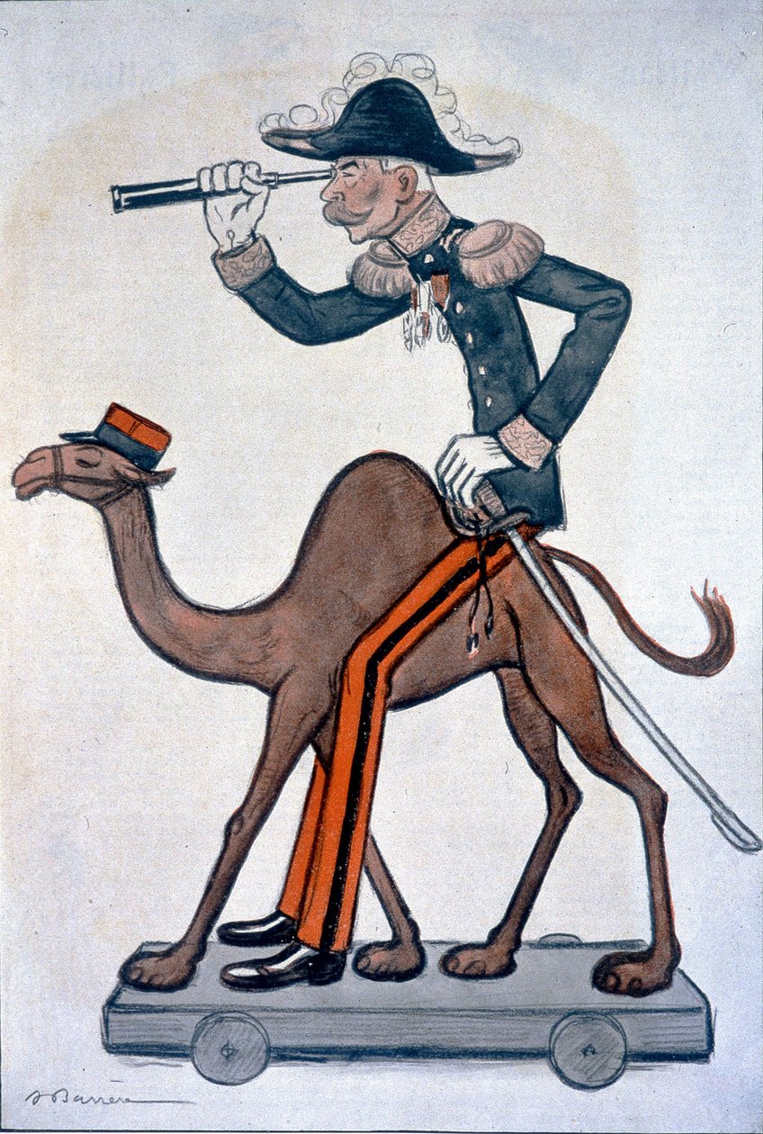 Moulaï - Hubert (Louis-Hubert-Gonzalve) Lyautey (1854-1934), tegneserie av Lyautey i Marokko - av Barrère, i "" Fantasio""" av 15.06.1912 av Adrien Barrere