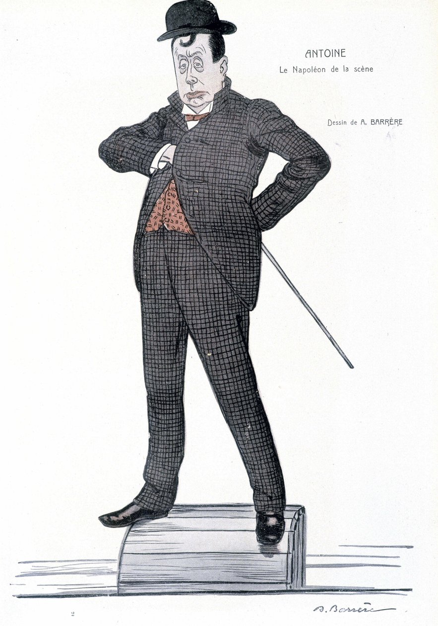 Portrett av Andre Antoine (1858-1943), fransk regissør, skuespiller, teoretiker og teatersjef - Tegning av A. Barrere - i "" Fantasio""", 01.06.1907. av Adrien Barrere