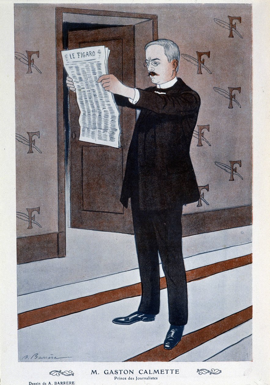 Portrett av Gaston Calmette, regissør av Figaro, av Barrère, "" Fantasio"" av Adrien Barrere