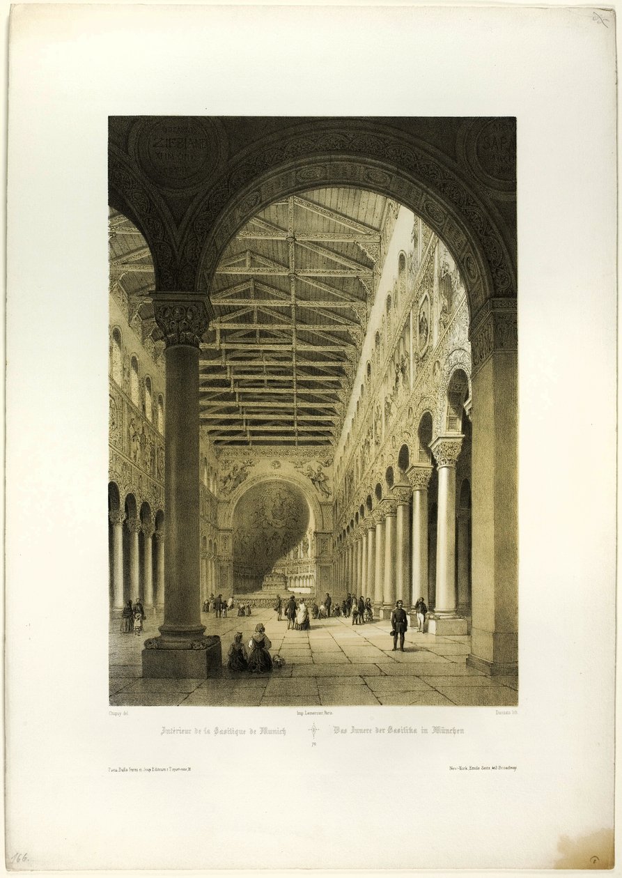 Interiør av basilikaen i München, plate 70 fra Allemande av Adrien Dauzats