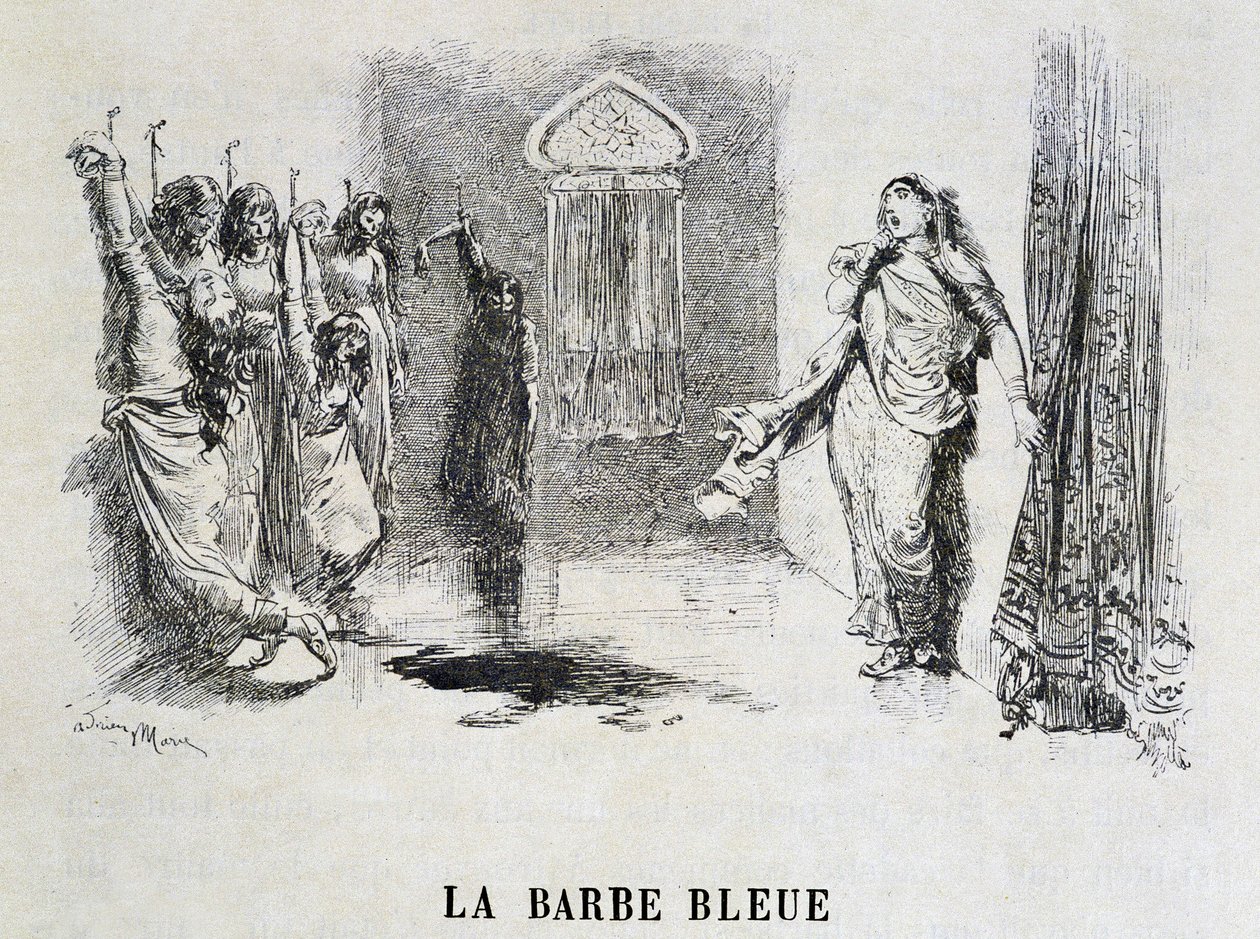 Beard Bleue - i "Les Tales de Fées"" av Charles Perrault, illustrasjoner av Adrien Marie av Adrien Emmanuel Marie