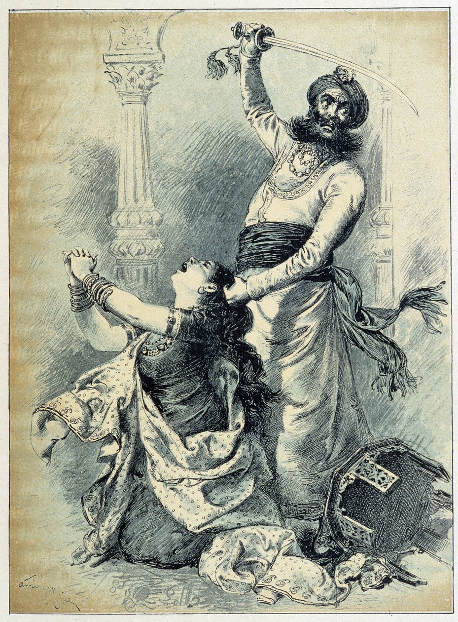 Beard Bleue - i "Les Tales de Fées"" av Charles Perrault, illustrasjoner av Adrien Marie av Adrien Emmanuel Marie