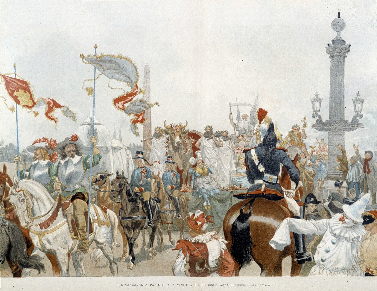 Karneval i Paris: beef gras - akvarell av Adrien Marie av Adrien Emmanuel Marie