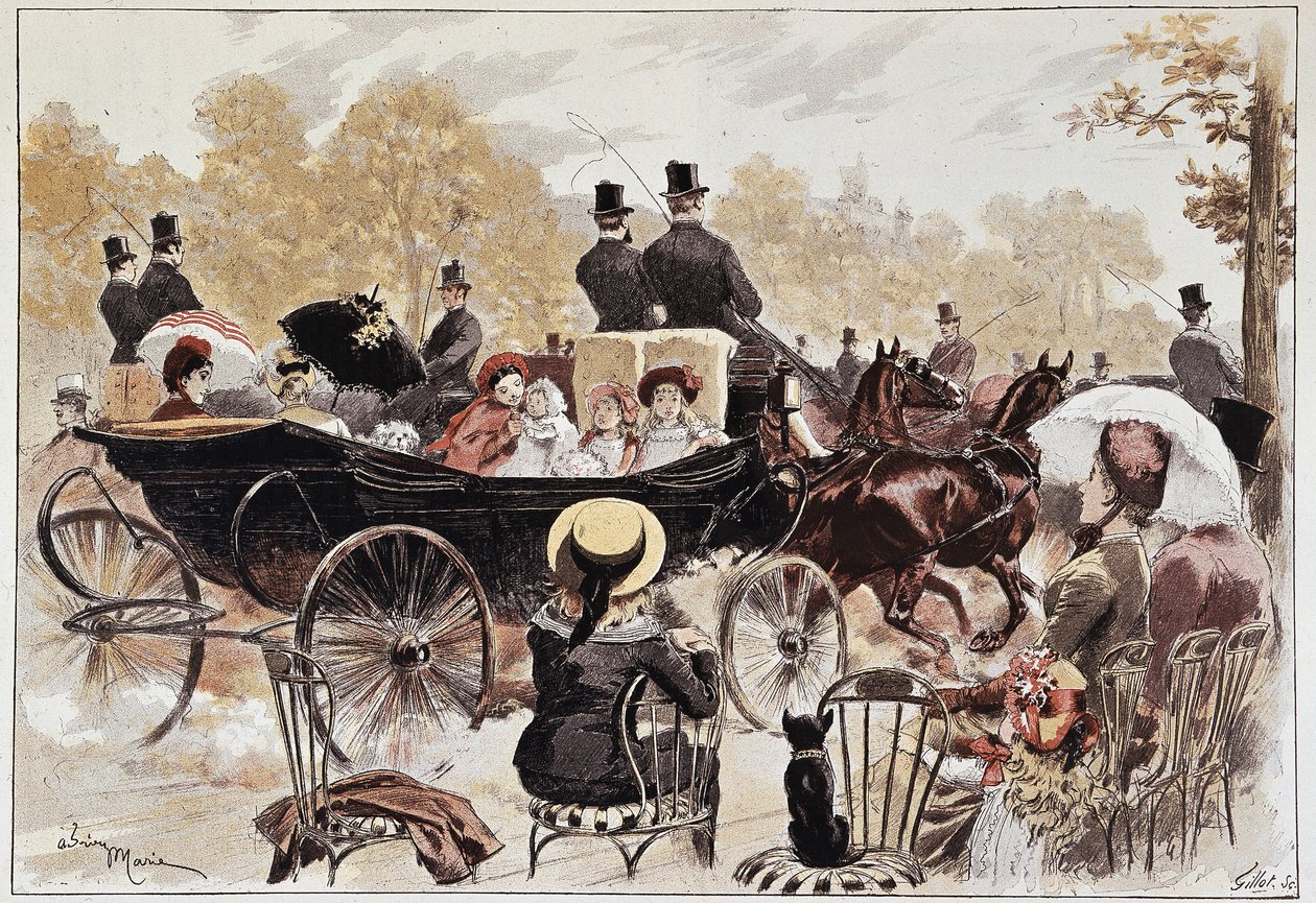 Barnevandring i Champs-Elysées av Marie, sent på 1800-tallet av Adrien Emmanuel Marie