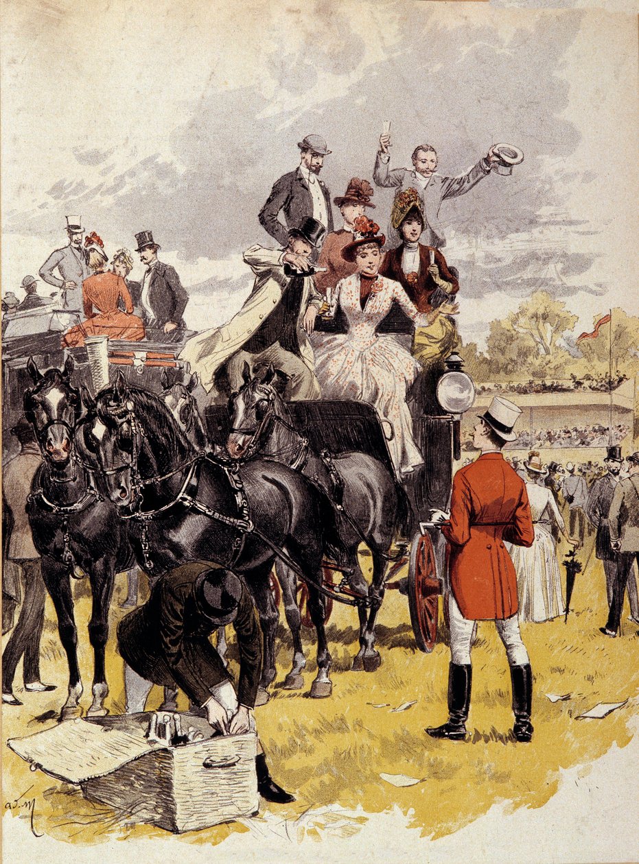 Kurs et kors av Berny Tegning av Adrien Marie (1848-1891) Paris fra 1800-tallet, dekorativ kunst av Adrien Emmanuel Marie