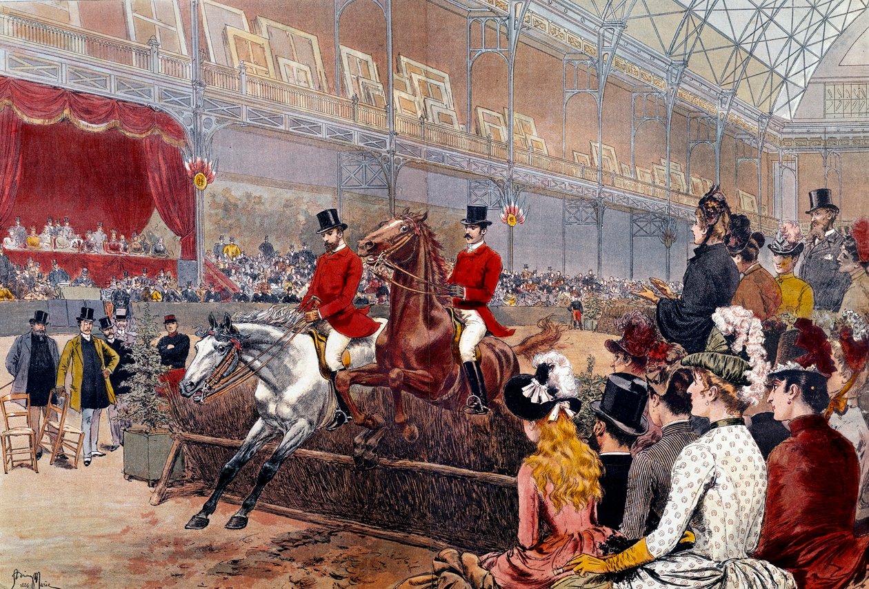 Hesteveddeløp: hekkhopp Litografi av Adrien Emmanuel Marie (1848-1891) Paris fra 1800-tallet, Musee Carnavalet av Adrien Emmanuel Marie