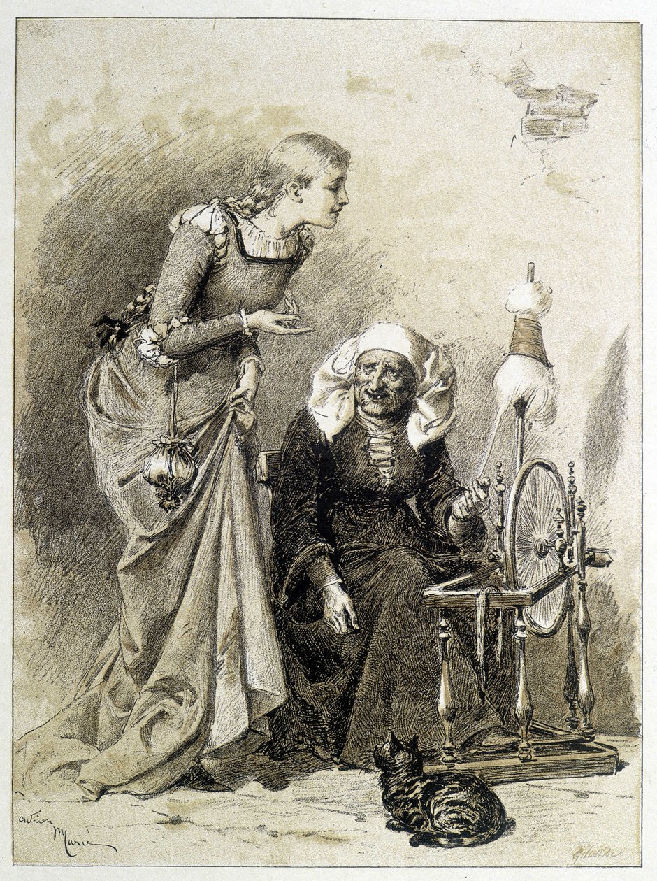 Tornerose - i "Les Contes de Fées"" av Charles Perrault, illustrasjoner av Adrien Marie av Adrien Emmanuel Marie