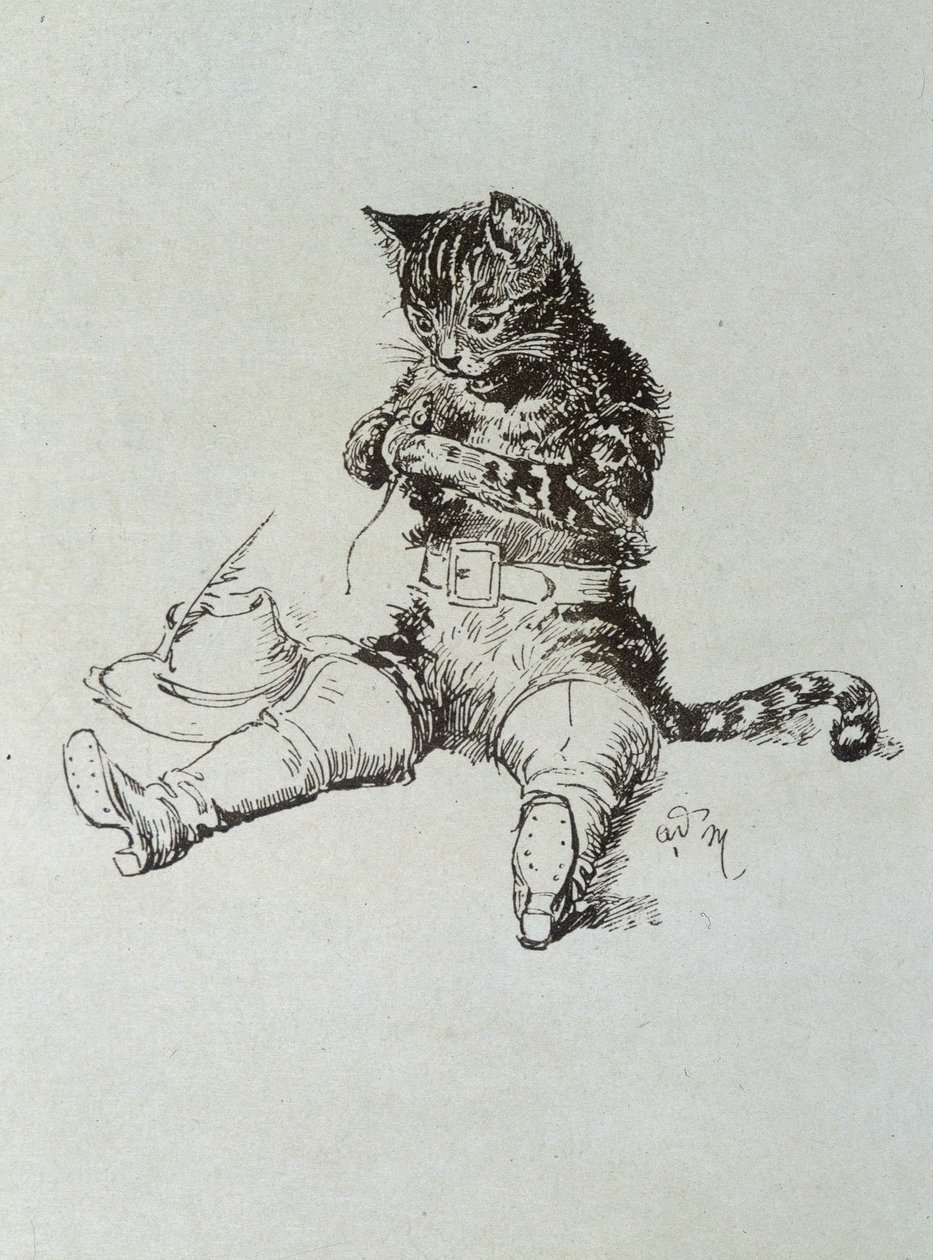 Puss in Boots - i "Les Contes de Fées"" av Charles Perrault, illustrasjoner av Adrien Marie av Adrien Emmanuel Marie