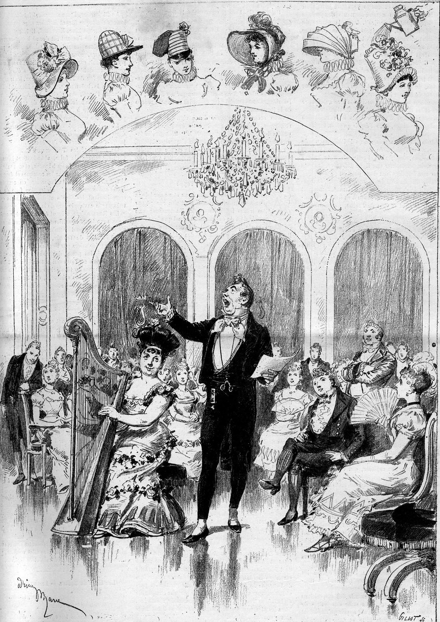 Fremføring av en opera: "" Janot"" på en musikk av Charles Lecocq (1832-1918) og en libretto av Ludovic Halevy (1834-1908) og Henri (Henry) Meilhac (1831-1897) med Marie Desclauzas (1840-1912) ) (Alexina), Alfred Jolly (18.. -1891) (Chateauminet), Jeane Gr av Adrien Emmanuel Marie