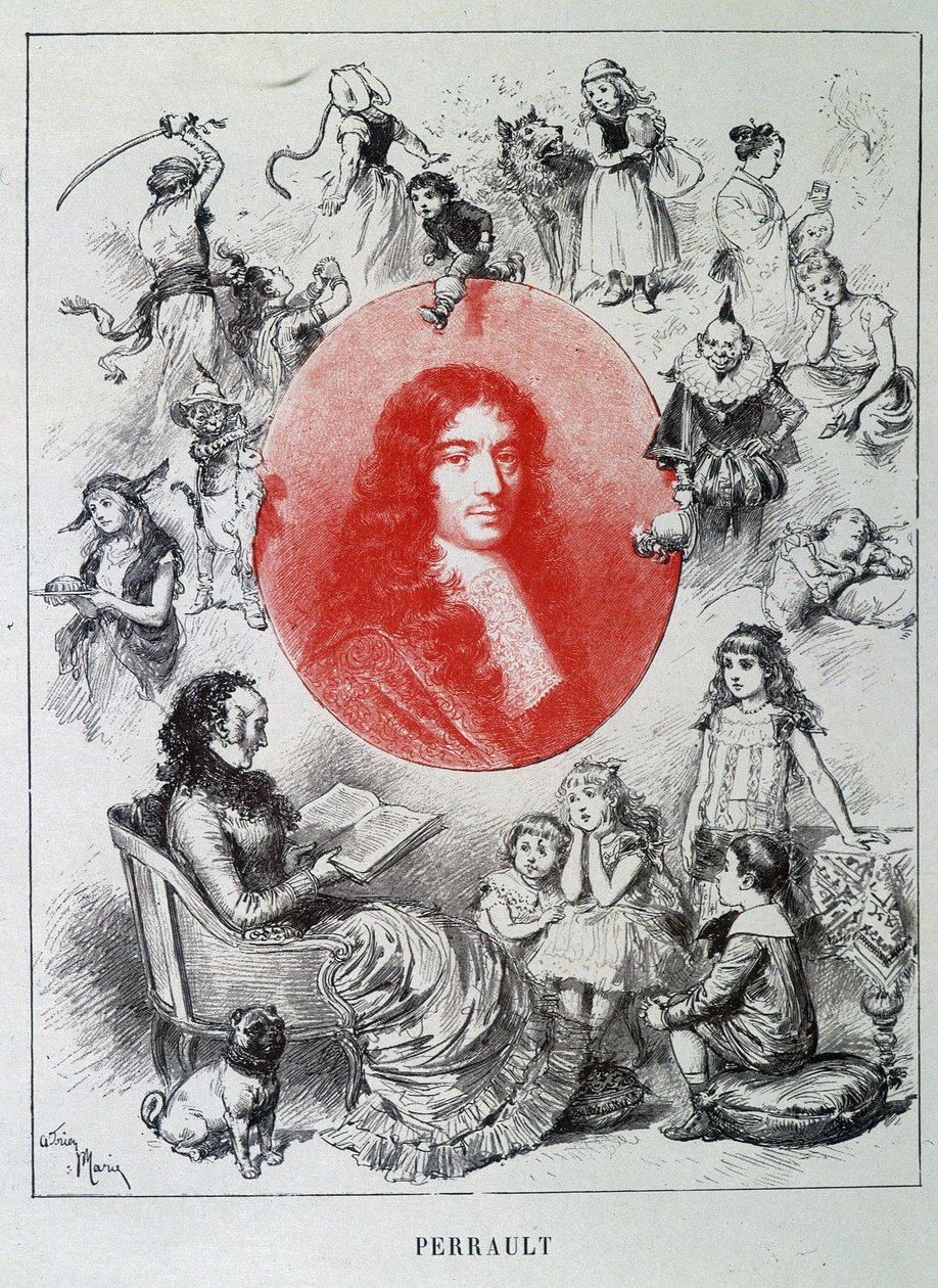 Portrett av Charles Perrault - i "Les contes de fees"" av Charles Perrault, illustrasjoner av Adrien Marie av Adrien Emmanuel Marie