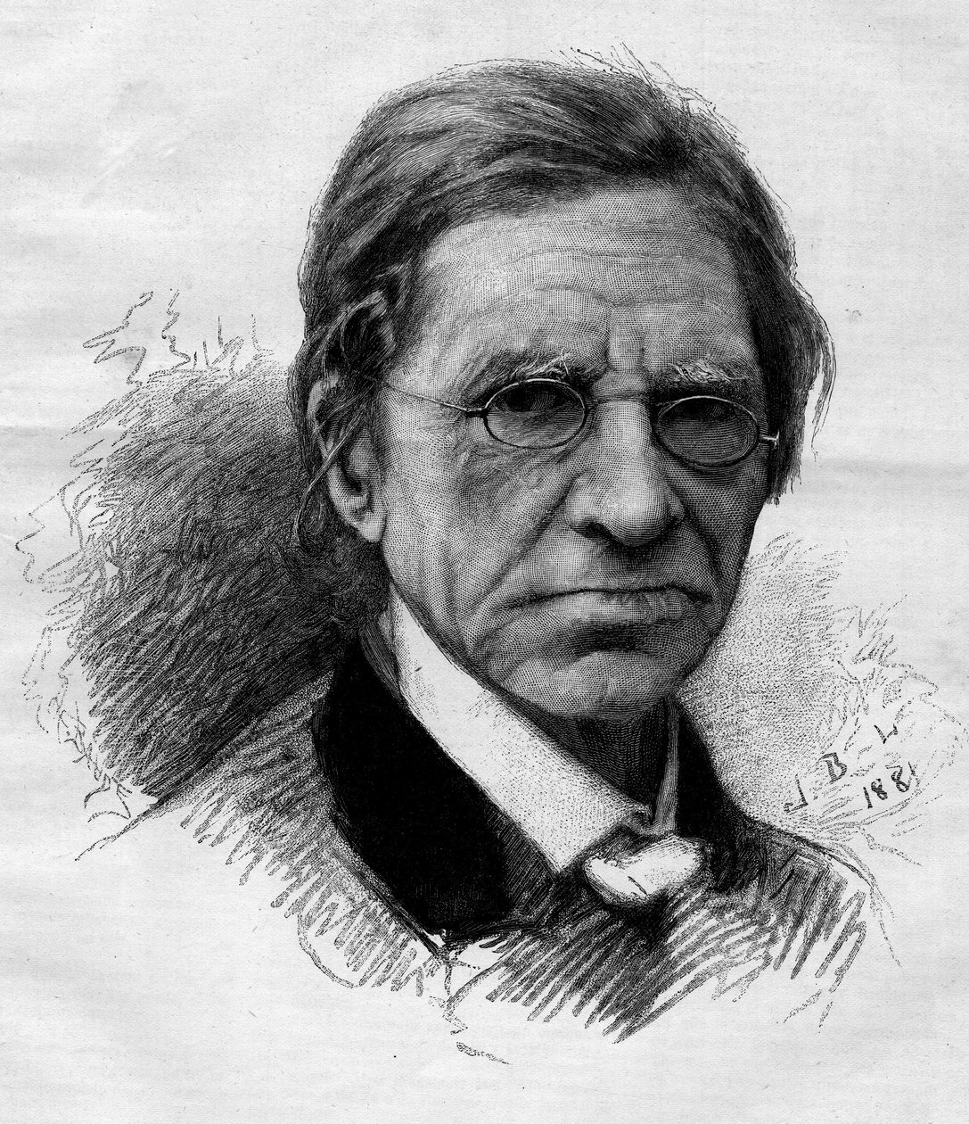 Portrett av Emile Littre (1801-1881), fransk filolog, lege og politiker. Gravering av Adrien Marie I "" The Illustrous World"" nr. 1263 av 11. juni av Adrien Emmanuel Marie
