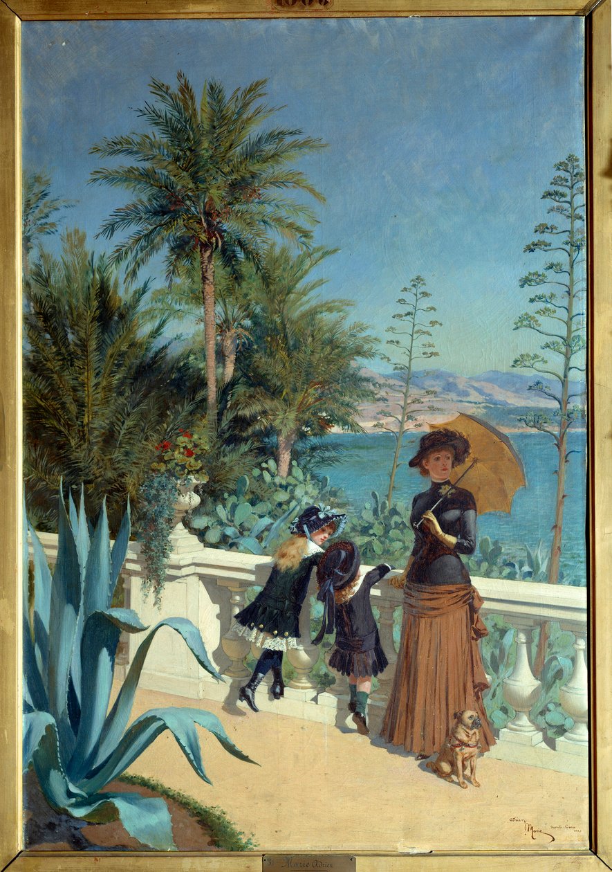 Terrasse i Monte Carlo. Maleri av Adrien Marie (1848-1891) av Adrien Emmanuel Marie