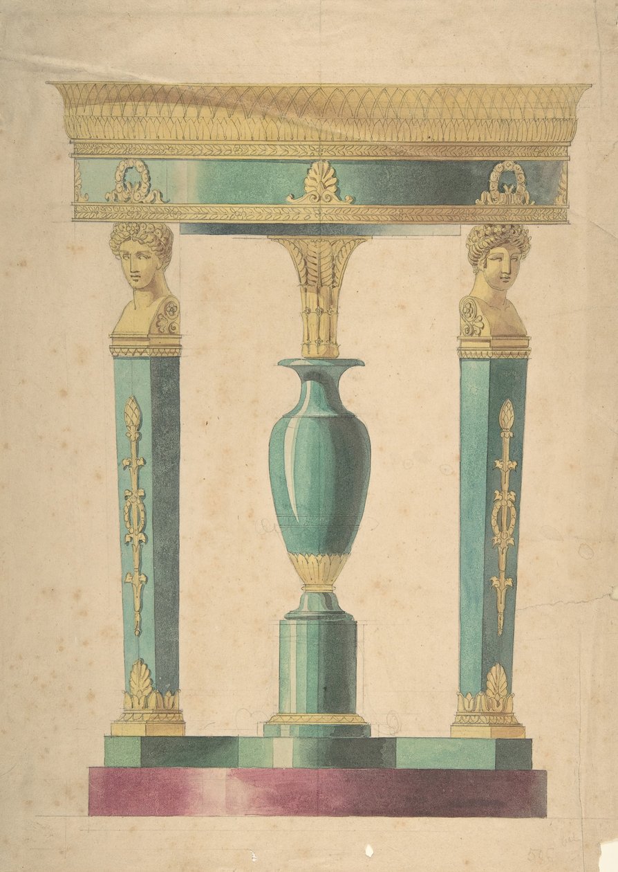 Design for et bord, tidlig på 1800-tallet. av Adrien Louis Marie Cavelier.