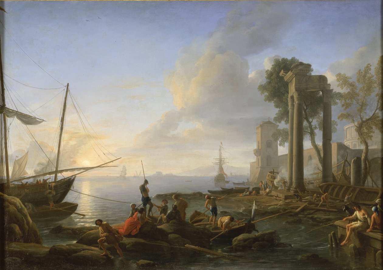Marina ved solnedgang, 1726 av Adrien Manglard
