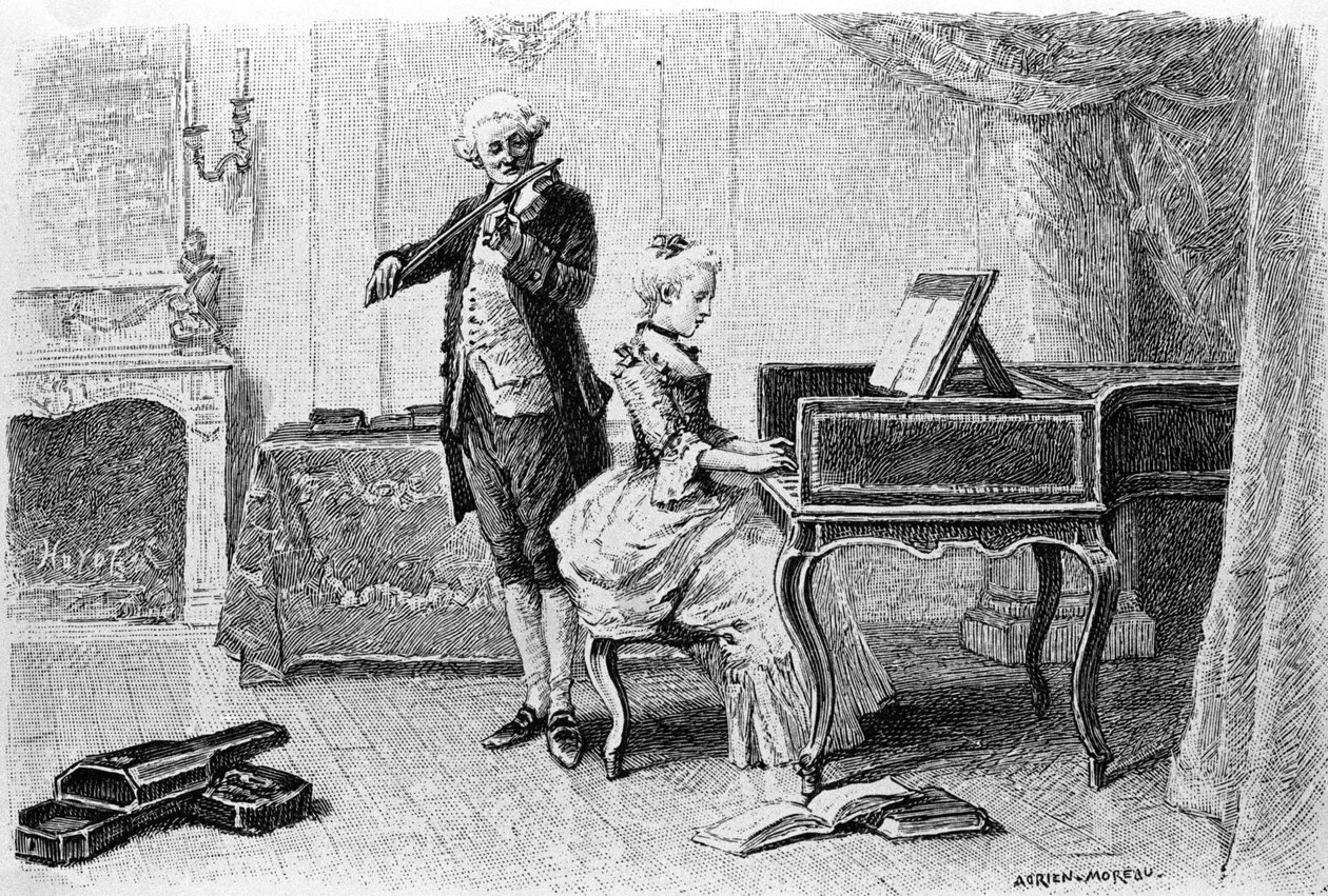 Gravering av Adrien Moreau (1843-1906) som illustrerer "" Candide"" av Francois Marie Arouet dit Voltaire (1694-1778). av Adrien Moreau