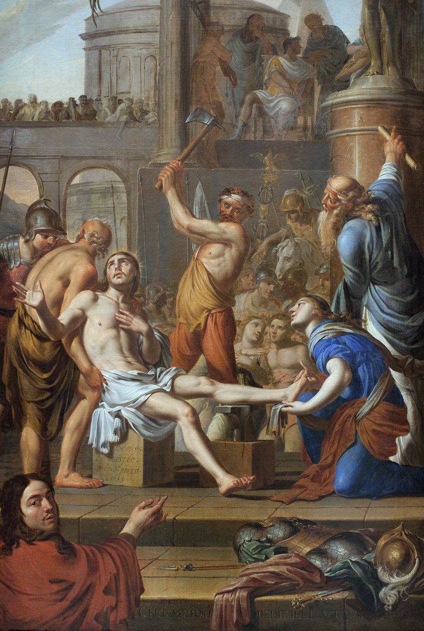 Martyrdøden til Saint Adrien (død 306). Maleri av Adrien Sacquespee (1629-1688), olje på lerret av Adrien Sacquespee