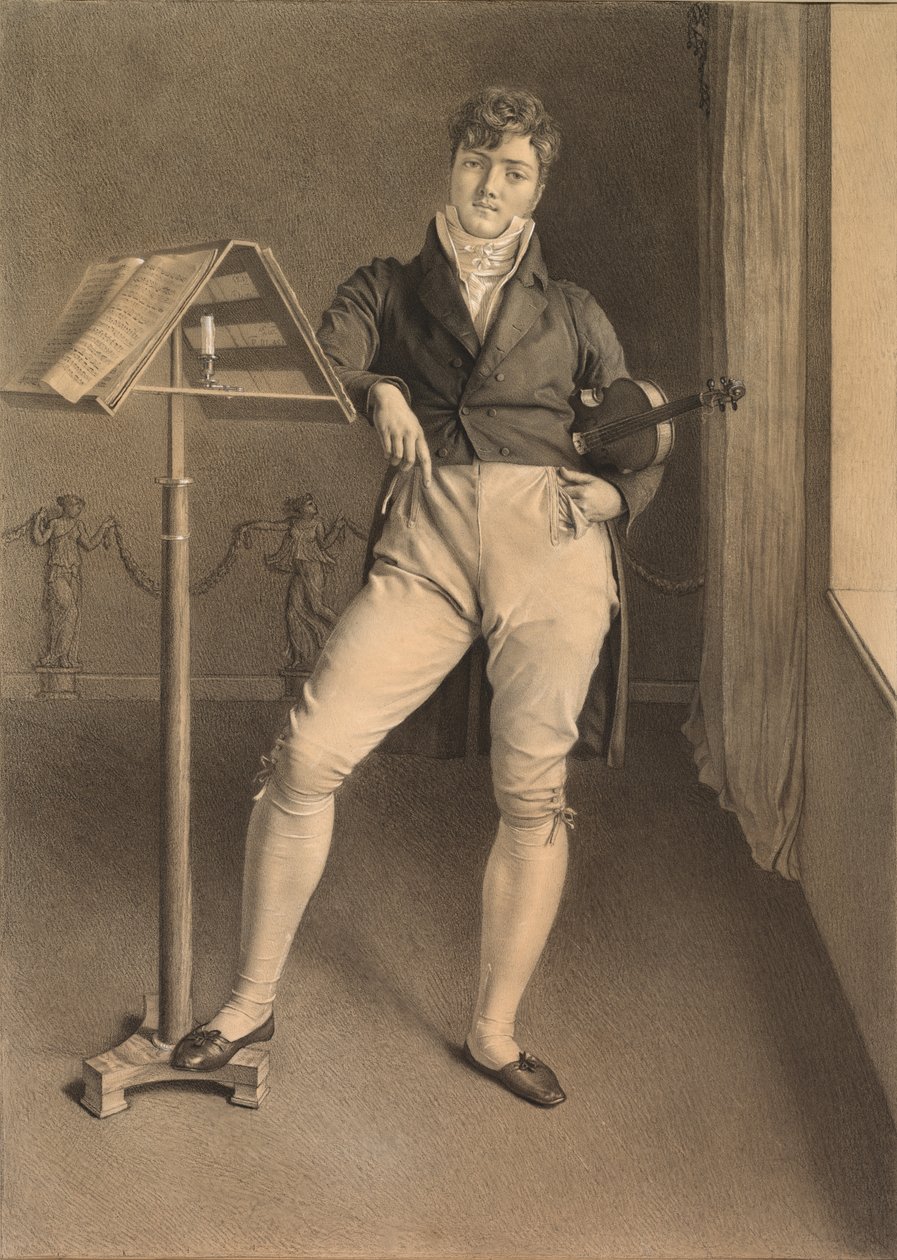 Portrett av fiolinisten Jean Vidal (1789-1867) av Adrien Victor Auger