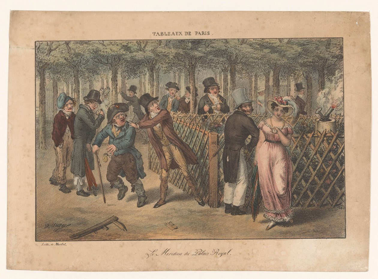 Solur av Palais-Royal Le Meridien du Palais Royal Parisiske scener (serietittel) Tableaux de Paris (serietittel på objekt) av Adrien Victor Auger