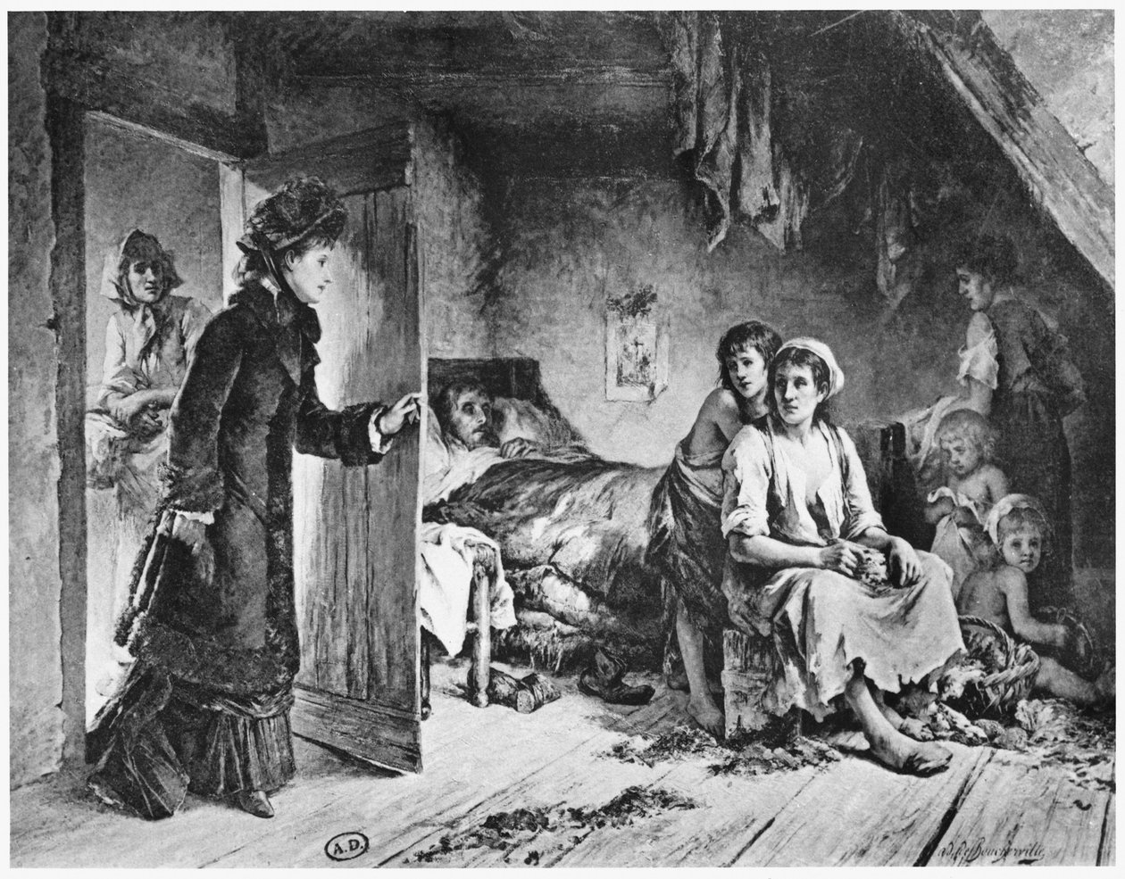 At the House of the Poor, ca. 1880 (bw-bilde) av Adrien de Boucherville