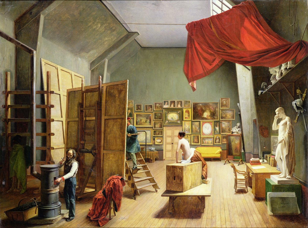 Interiør i studioet til Abel de Pujol (1787-1861) 1836 av Adrienne Marie Grandpierre Deverzy