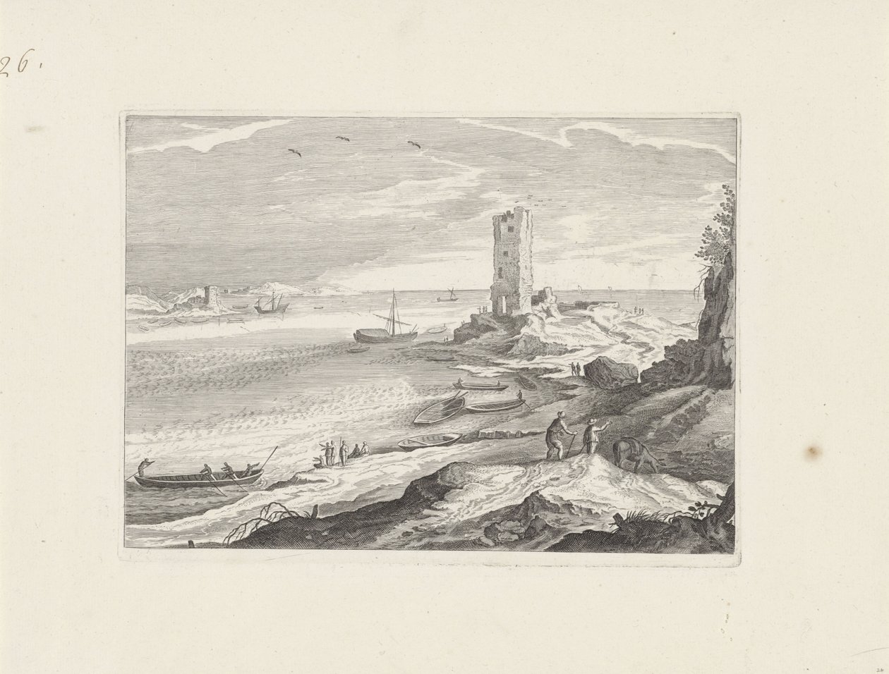 Havlandskap med ruinen av et tårn av Aegidius Sadeler (II) (attributed to)