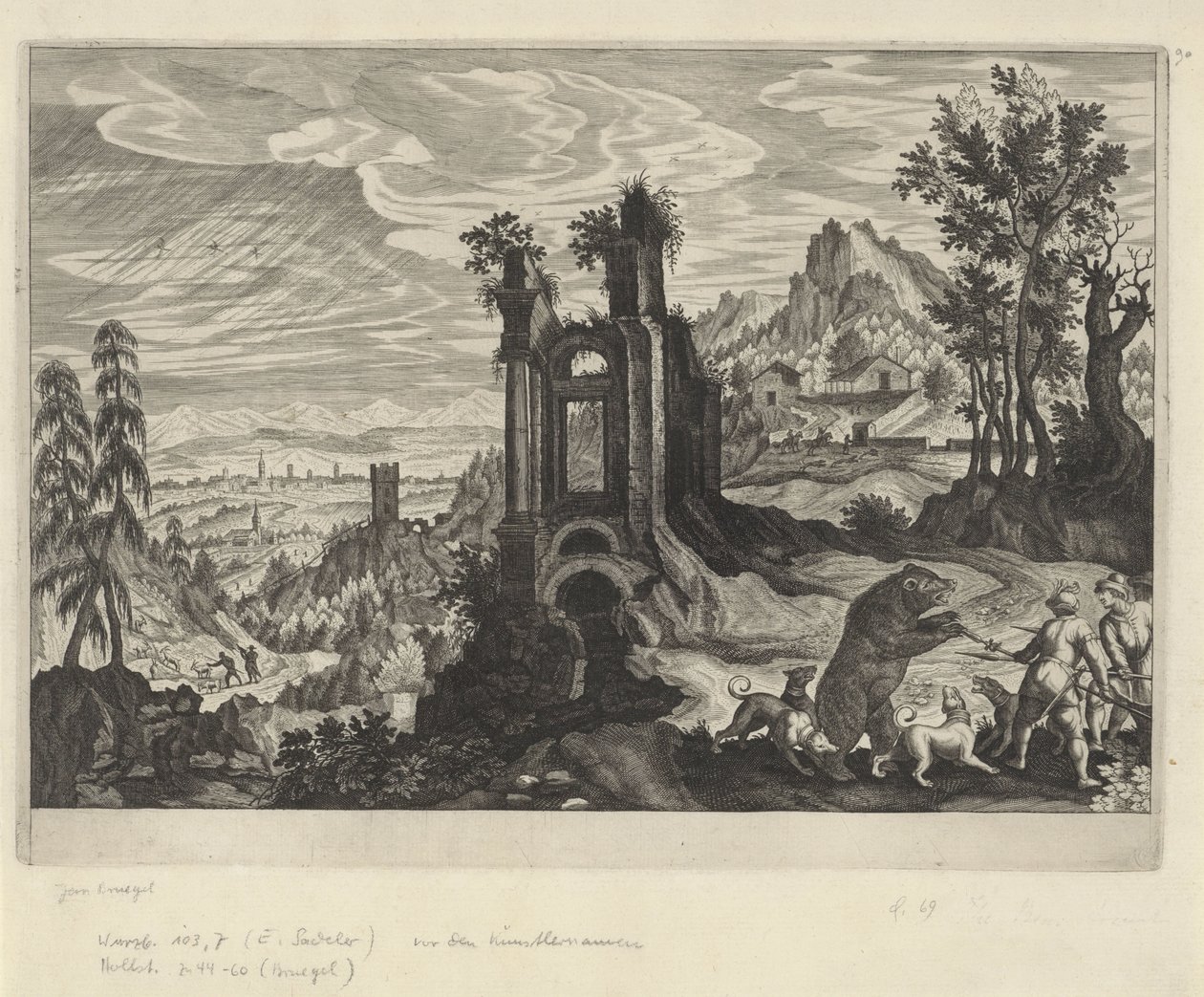 Landskap med bjørnejakt av Aegidius Sadeler (II) (rejected attribution)