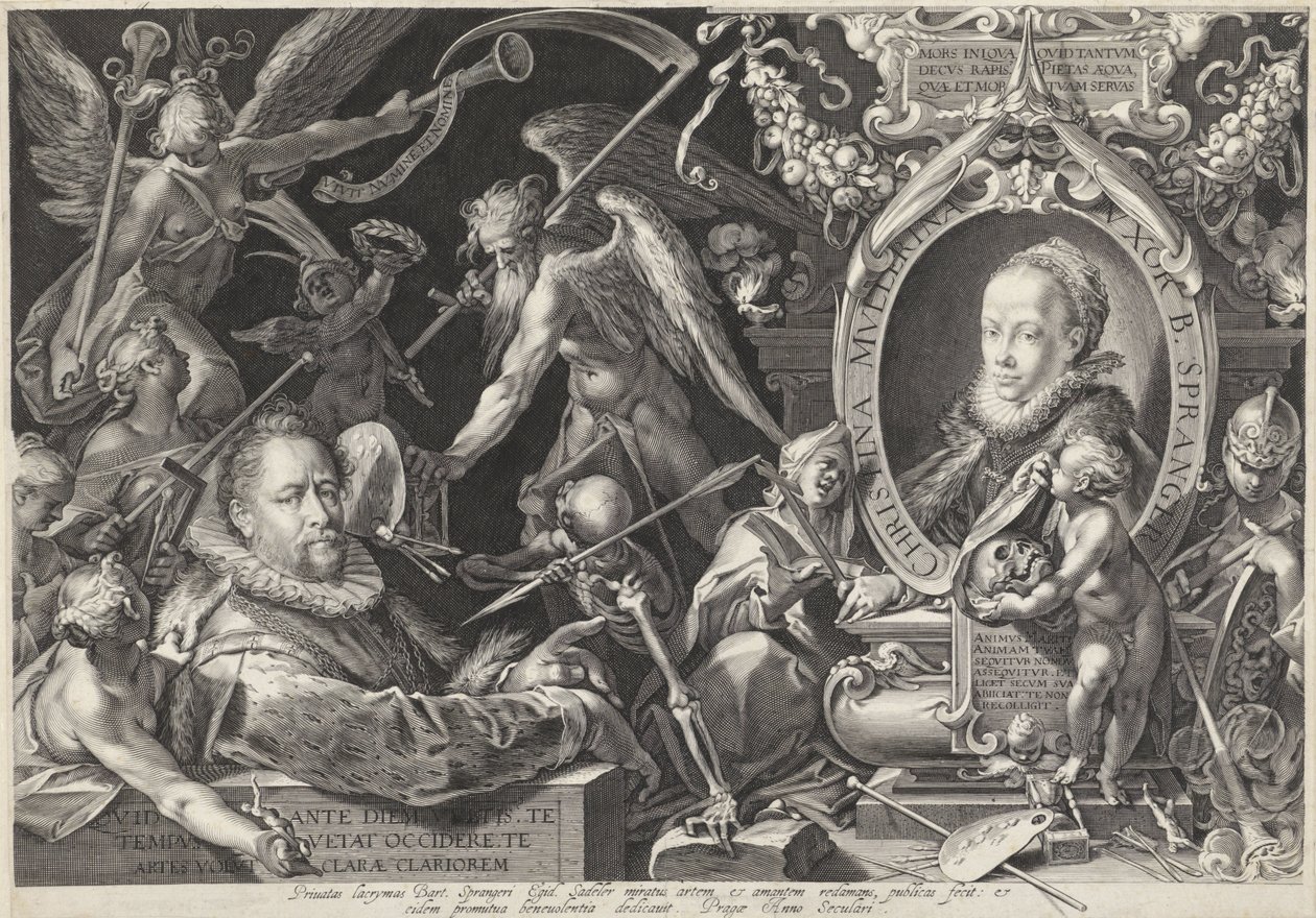 Allegorisk portrett av Bartholomeus Spranger og hans kone Christina Muller av Egidius  Sadeler (II)