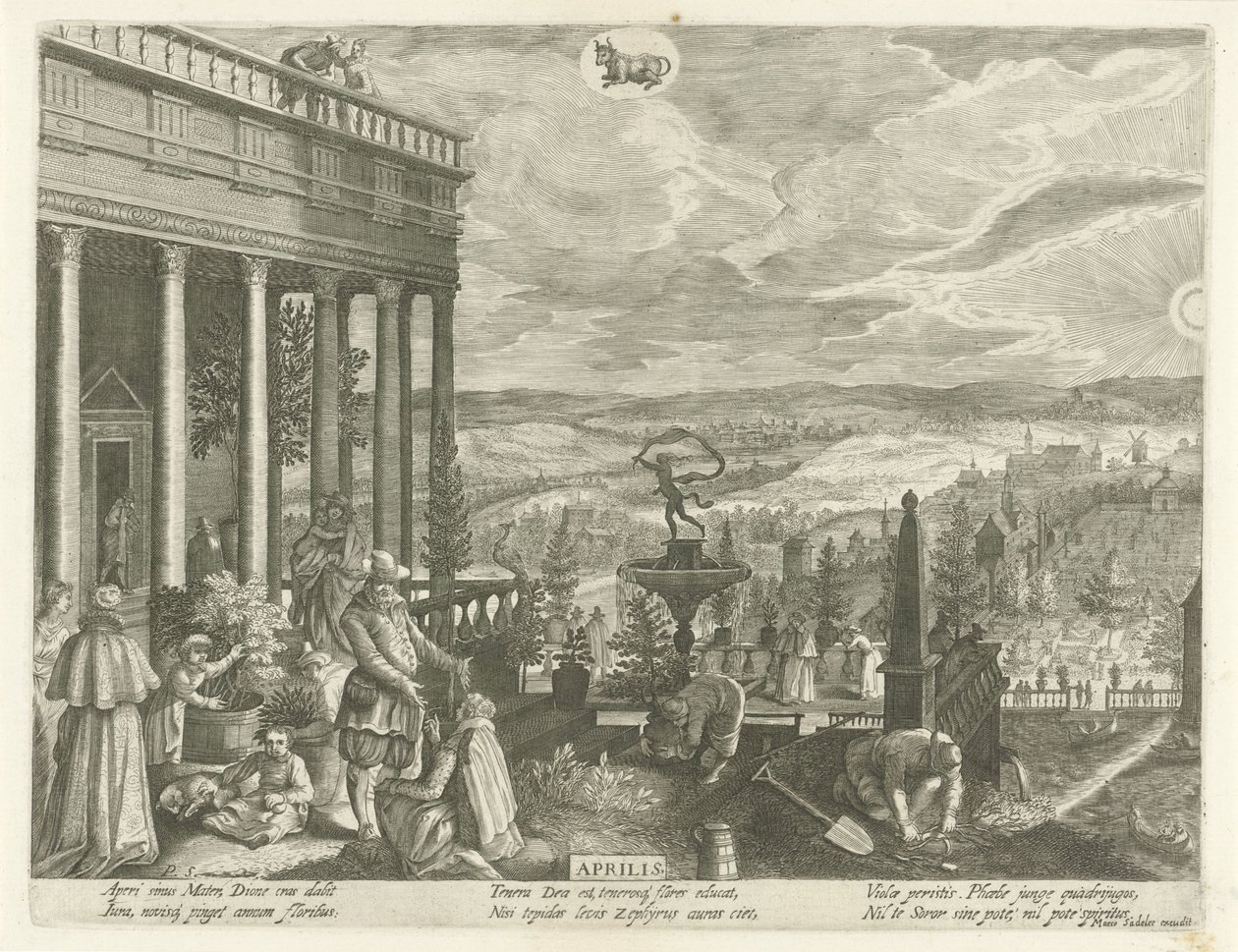 april Aprilis (tittel på objekt) De tolv månedene (serietittel) av Egidius  Sadeler (II)
