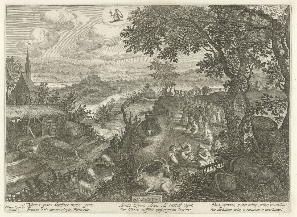 august Avgvstvs (tittel på objekt) De tolv månedene (serietittel) av Egidius  Sadeler (II)
