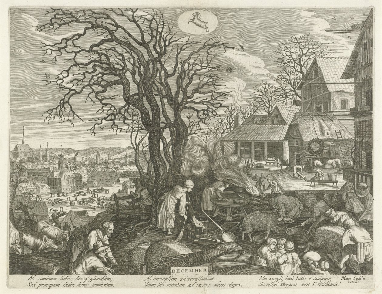 desember (tittel på objekt) De tolv månedene (serietittel) av Egidius  Sadeler (II)