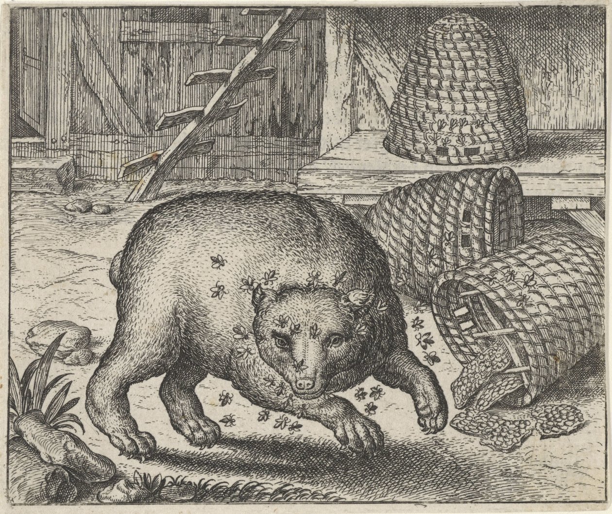 Fabel om bjørnen og biene av Egidius  Sadeler (II)