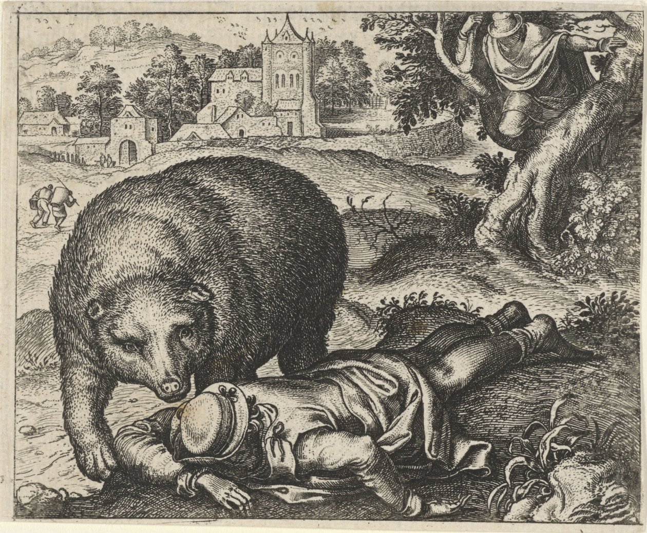 Fabel om bjørnen og de to reisende av Egidius  Sadeler (II)