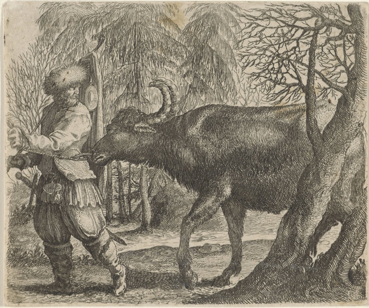 Fabel om bøffelen og bonden av Egidius  Sadeler (II)
