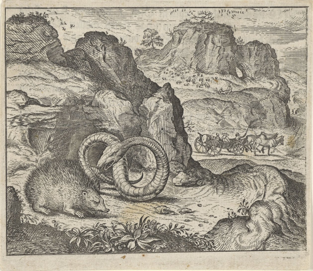Fabel om pinnsvinet og slangen av Egidius  Sadeler (II)