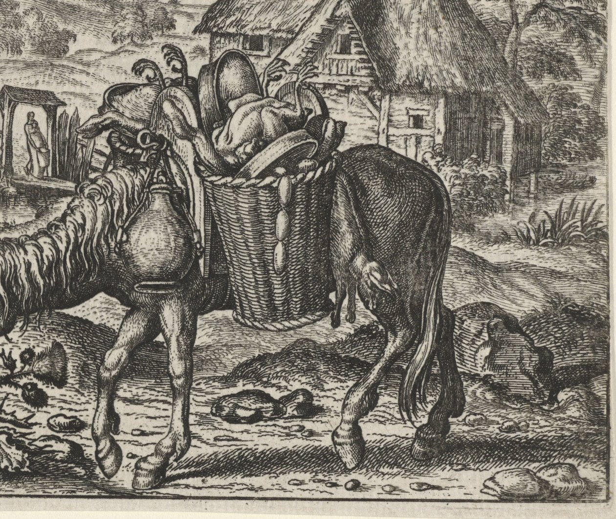 Fabel om eselet lastet med delikatesser av Egidius  Sadeler (II)