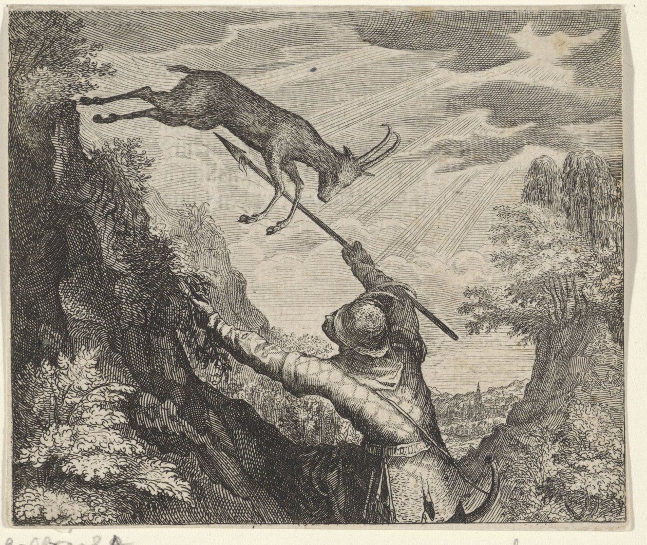 Fabel om gemsen og jegeren av Egidius  Sadeler (II)