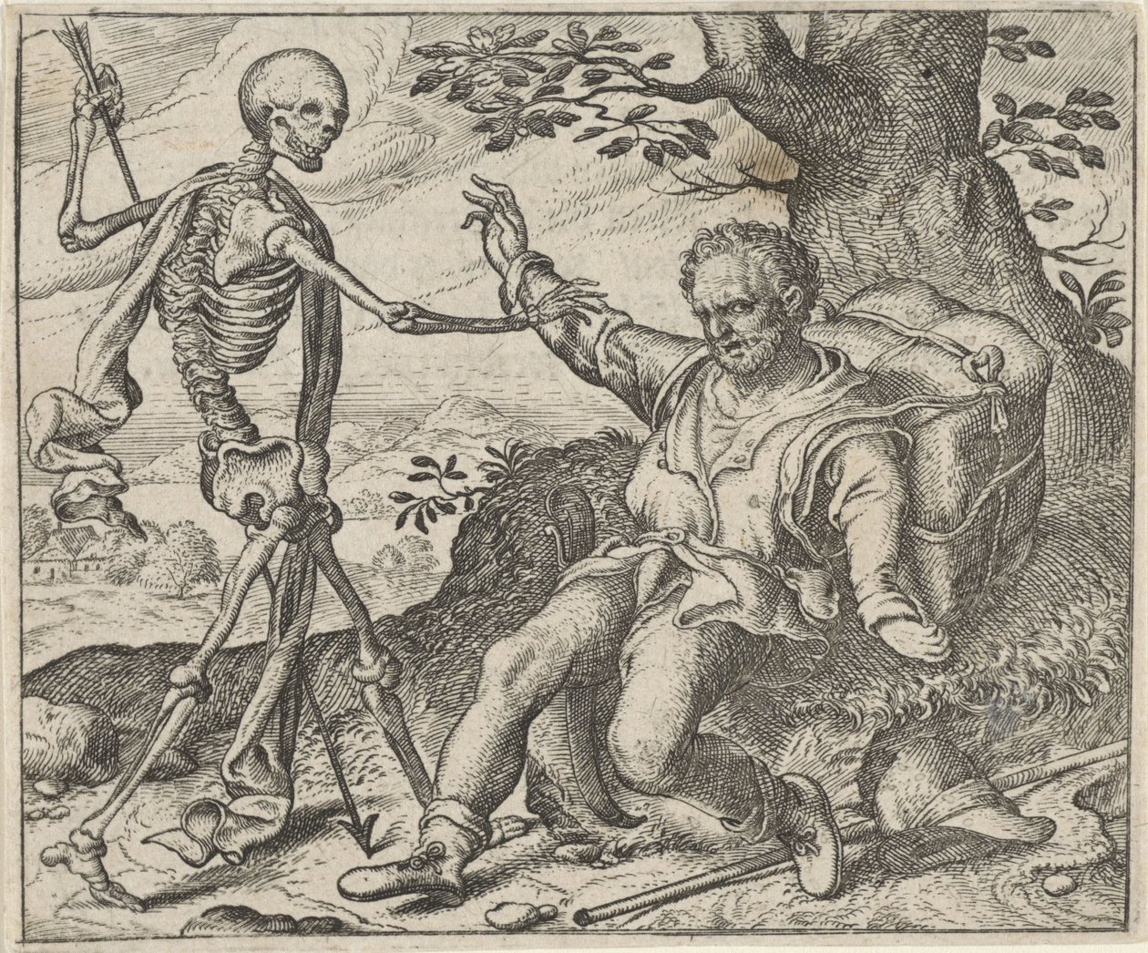 Fabel om den gamle mannen og døden av Egidius  Sadeler (II)