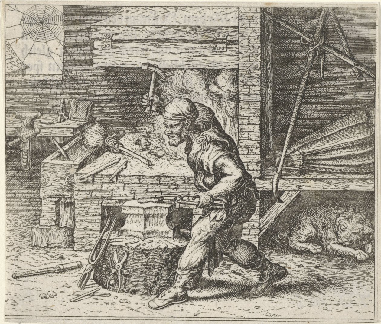 Fabel om smeden og hunden av Egidius  Sadeler (II)
