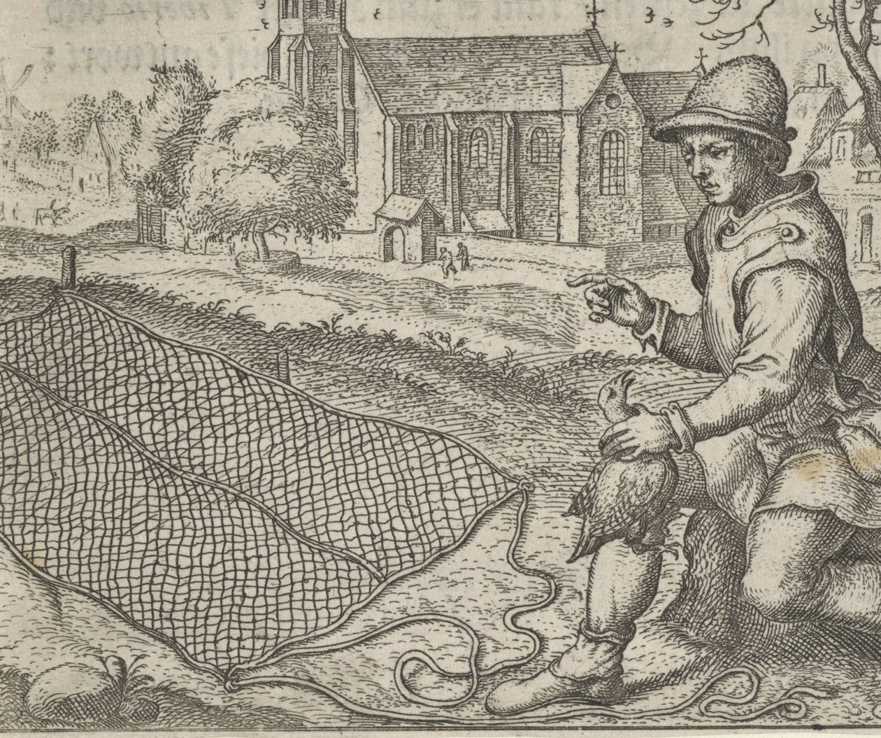 Fabel om fuglefangeren og rapphønen av Egidius  Sadeler (II)