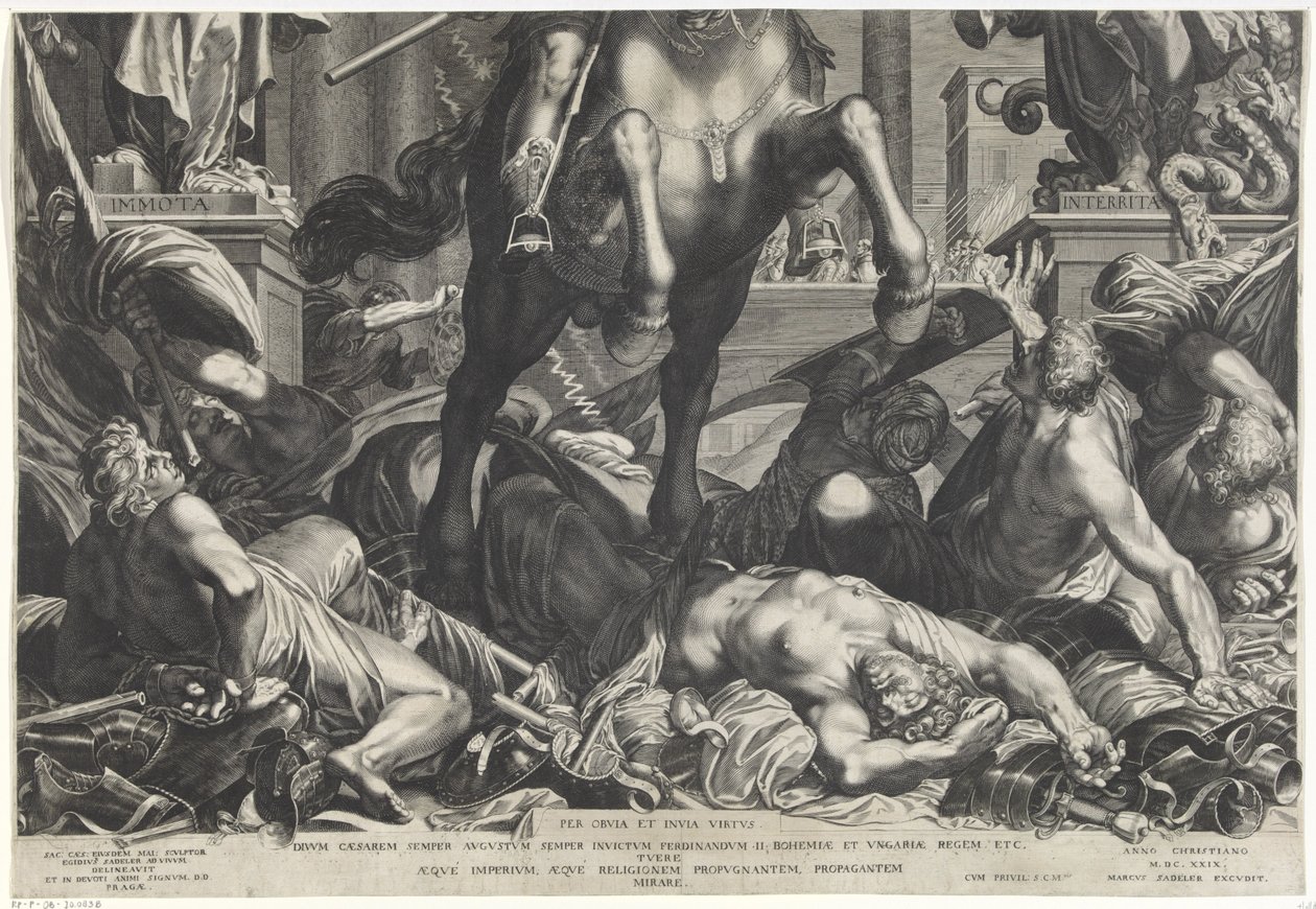 Keiser Ferdinand II til hest (nedre blad) av Egidius  Sadeler (II)