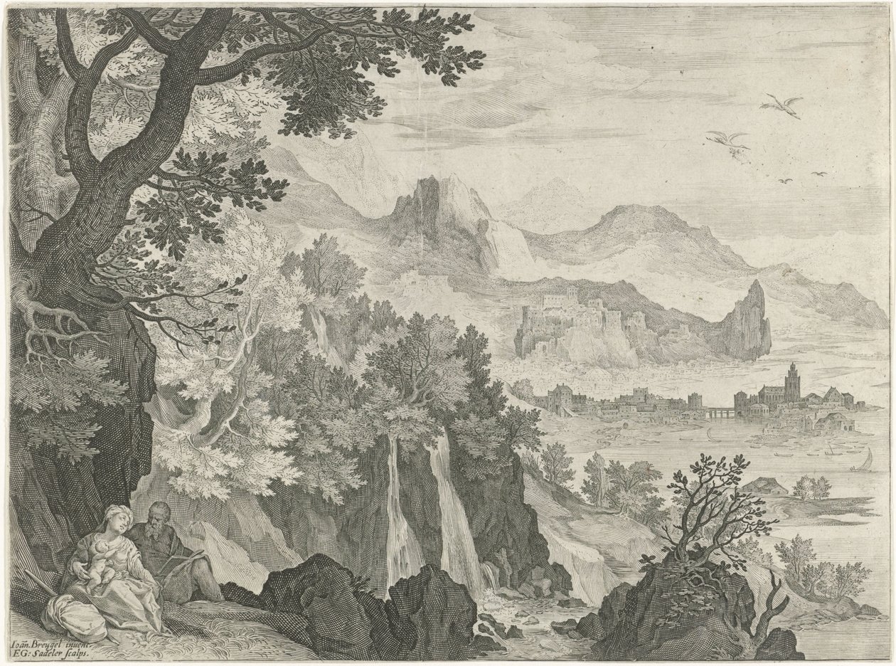 Landskap med roen under flyturen til Egypt av Egidius  Sadeler (II)
