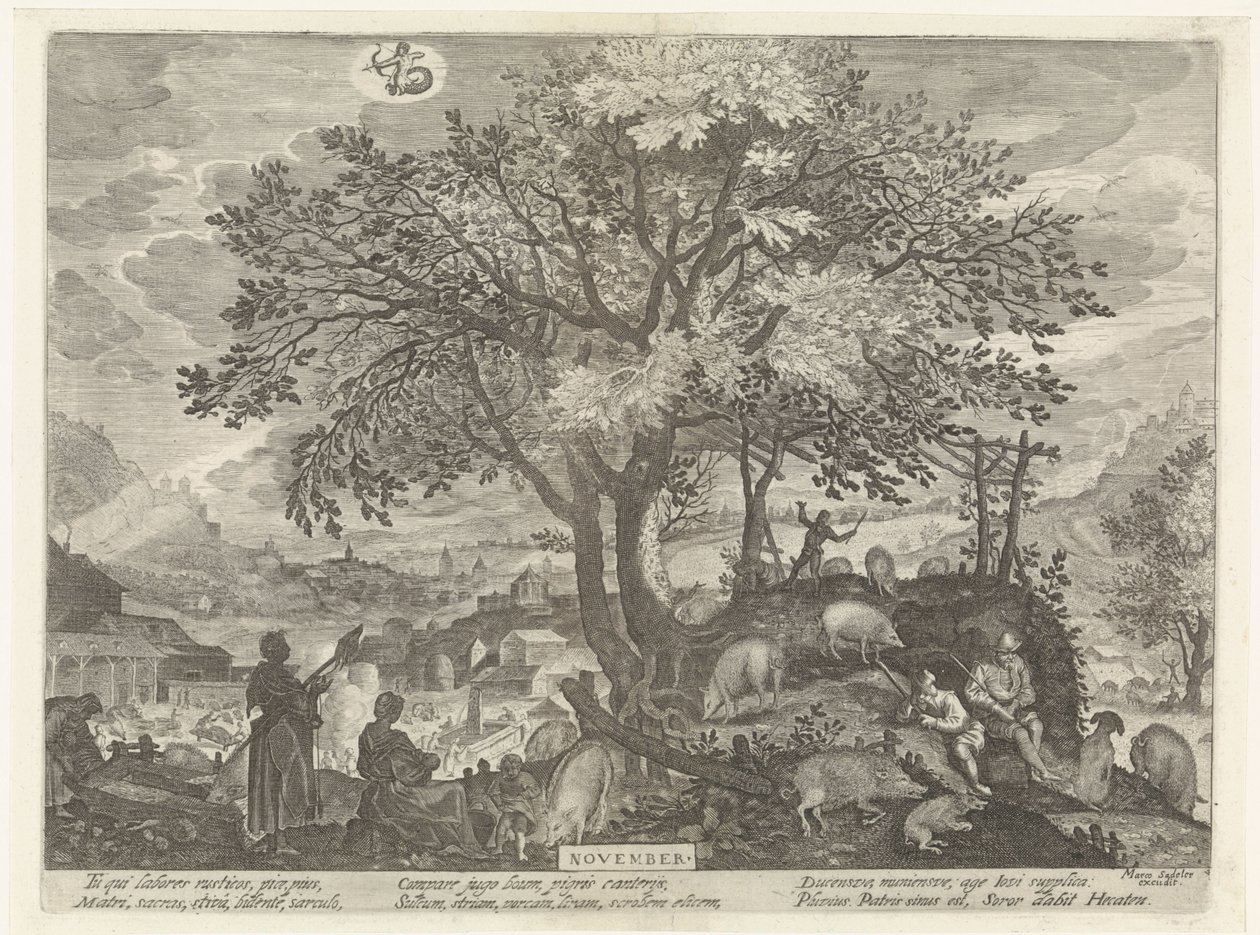 november (tittel på objekt) De tolv månedene (serietittel) av Egidius  Sadeler (II)