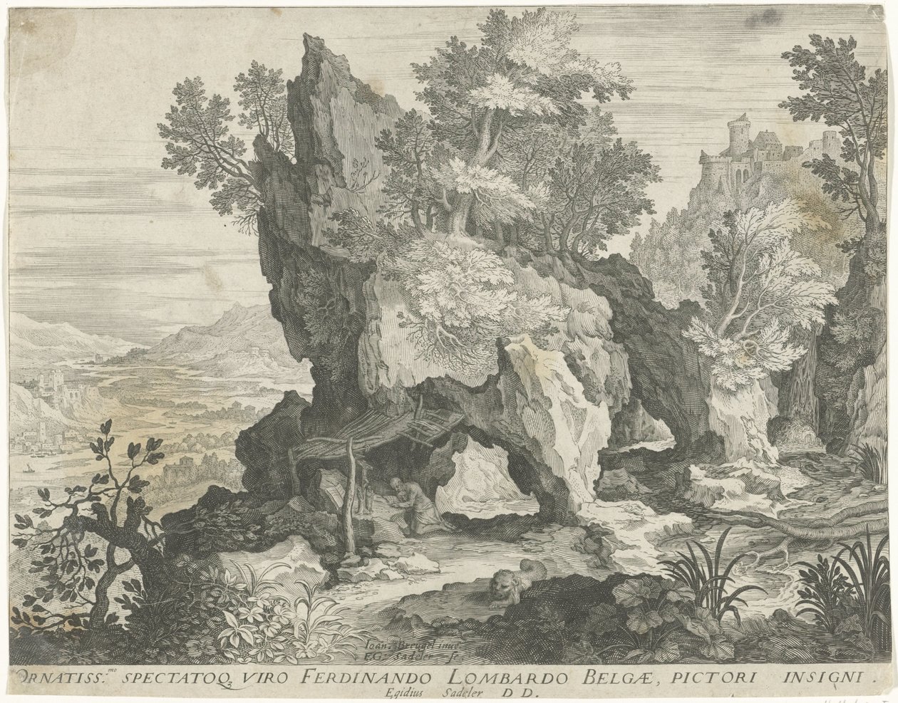 Steinlandskap med Saint Jerome av Egidius  Sadeler (II)