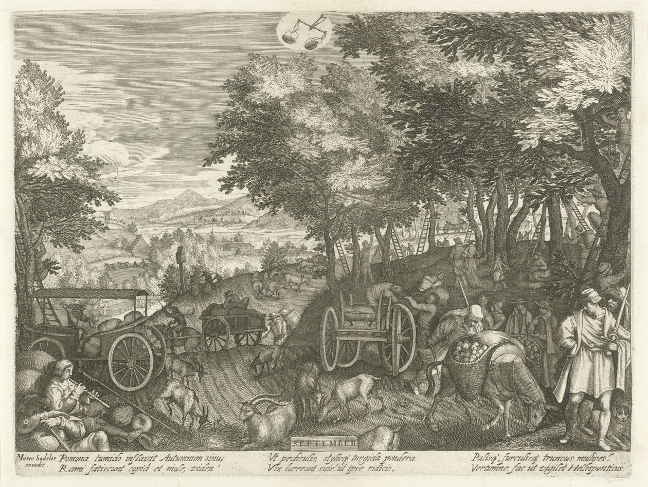 september (tittel på objekt) De tolv månedene (serietittel) av Egidius  Sadeler (II)