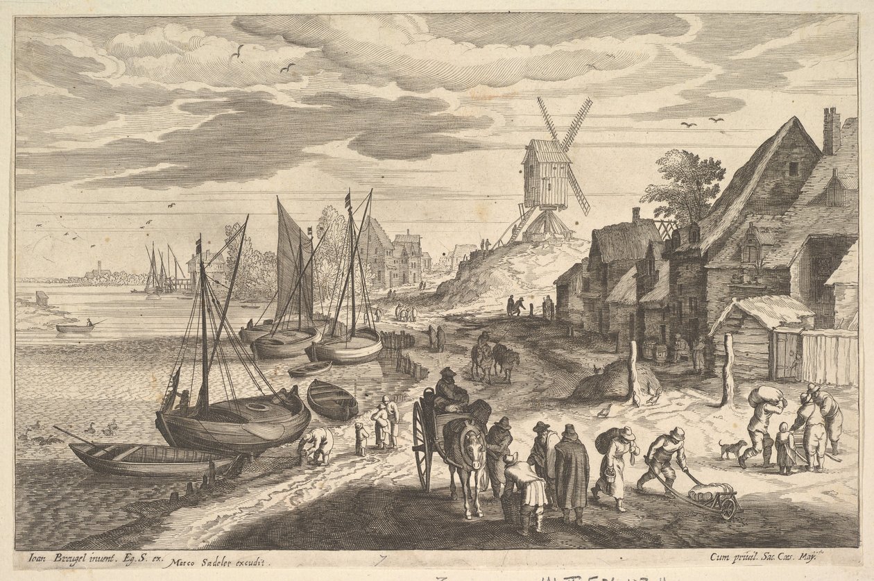 Kystscene med vindmølle.n.d. av Aegidius Sadeler II