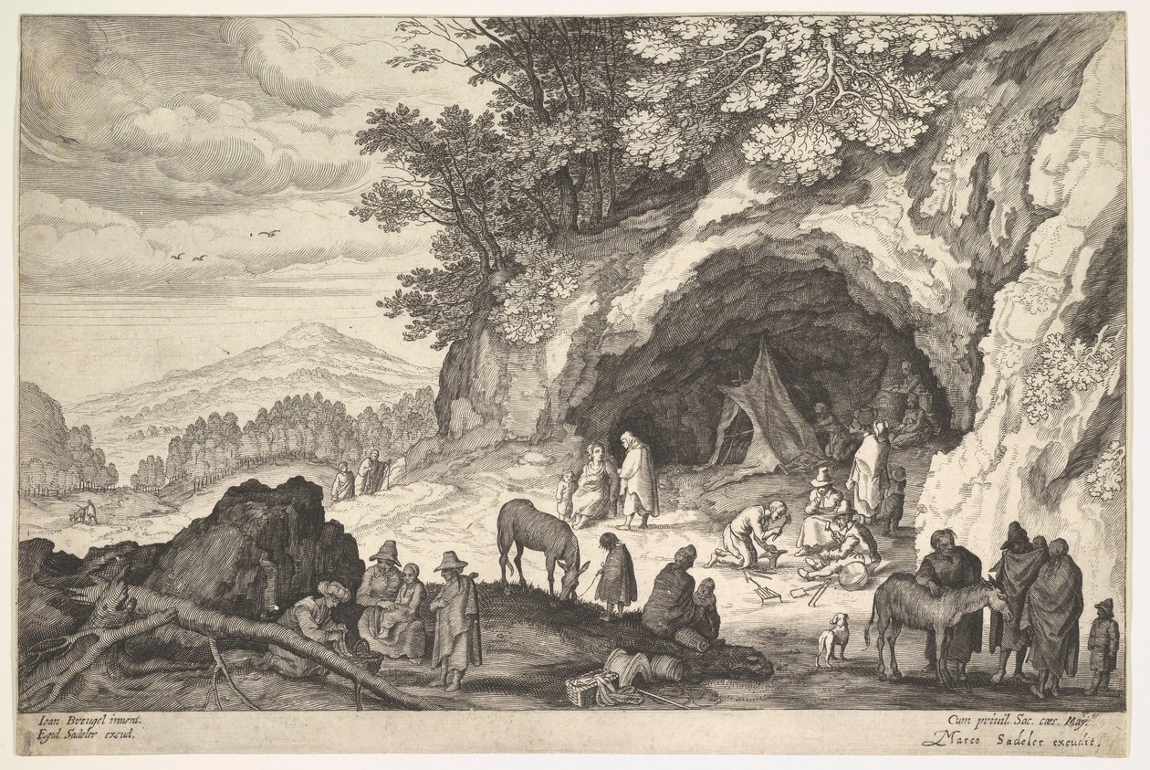 Fjelllandskap med en gruppe sigøynere, 1586–1629. av Aegidius Sadeler II