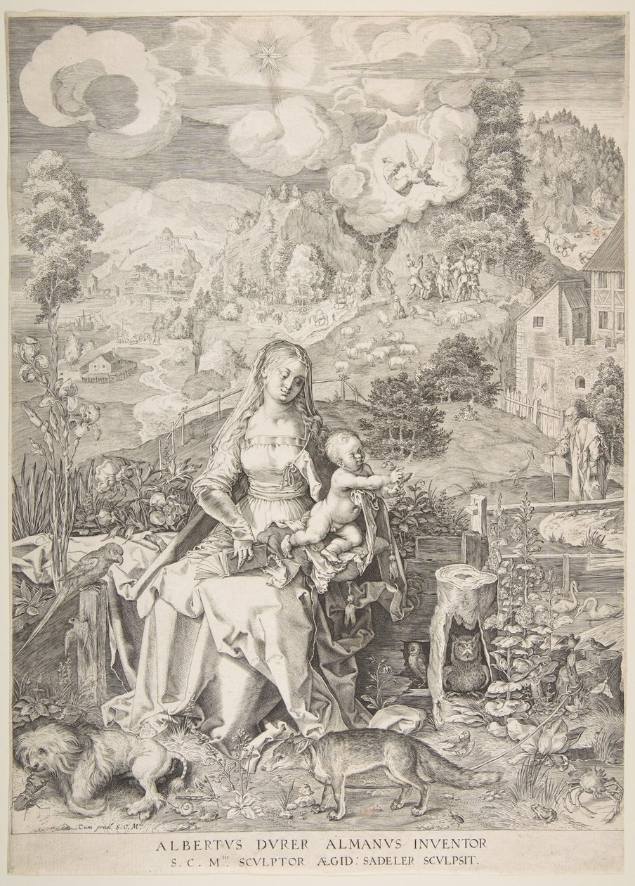 Jomfru og barn i et landskap, ca. 1597. av Aegidius Sadeler II