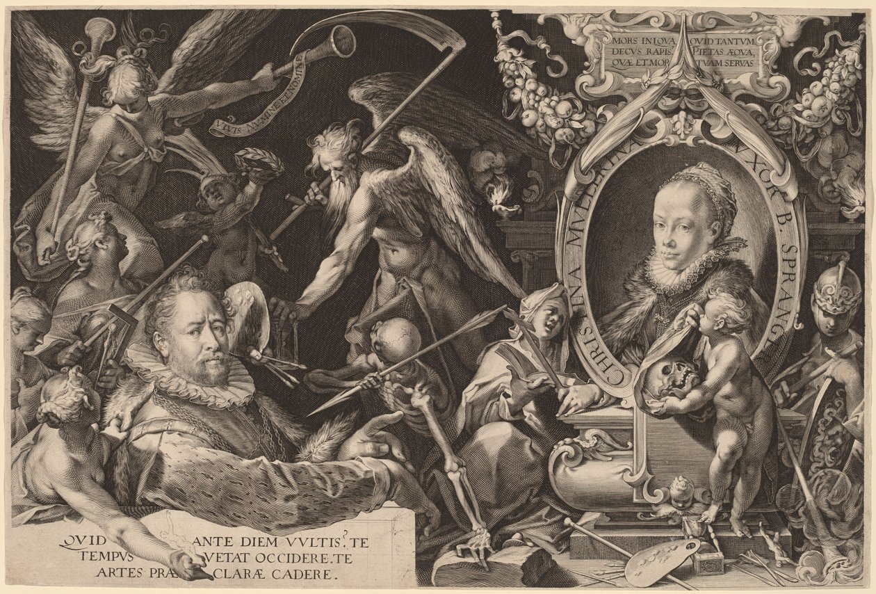 Bartholomaeus Spranger og hans avdøde kone Christina Muller av Aegidius Sadeler II, after Bartholomaeus Spranger