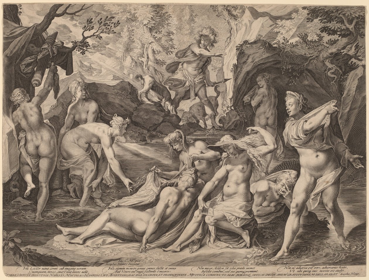 Diana overrasket av Actaeon av Aegidius Sadeler II after Joseph Heintz the Elder