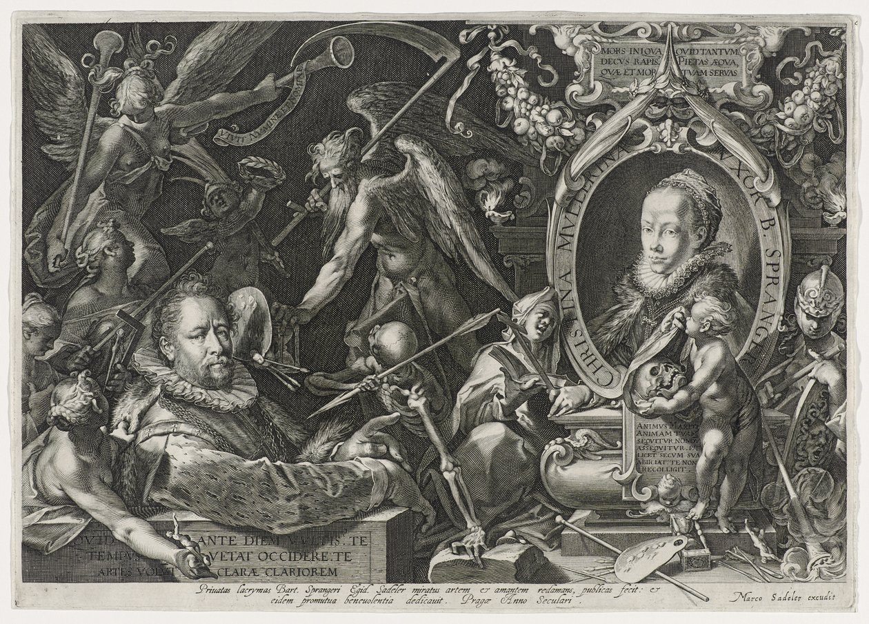 Bartholomaeus Spranger og hans kone, Christina Muller, 1600 (gravering på lagt papir) av Aegidius Sadeler or Saedeler